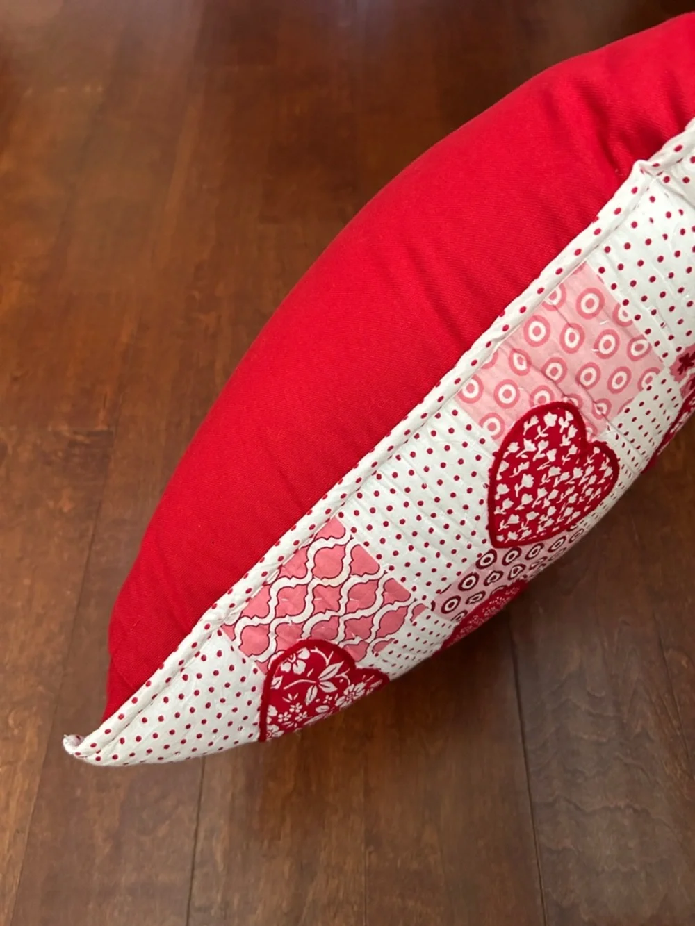 Novogratz Patchwork Print with Heart Quilted Accent Pillow - Red & Pink